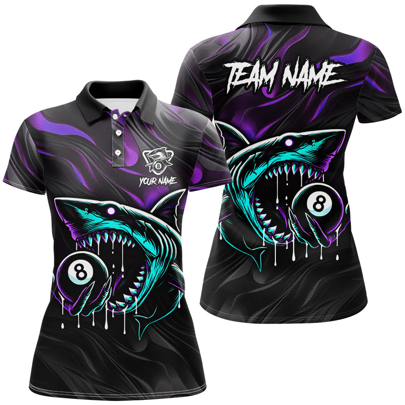 3D 8 Ball Pool Billiard Shark Polo & Quarter-Zip Shirts For Women Custom Team League Billiard Jerseys TDM2914