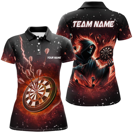 Personalized  Grim Reaper Fire Dart Shirts For Women Custom Darts League Team Jerseys TDM2918