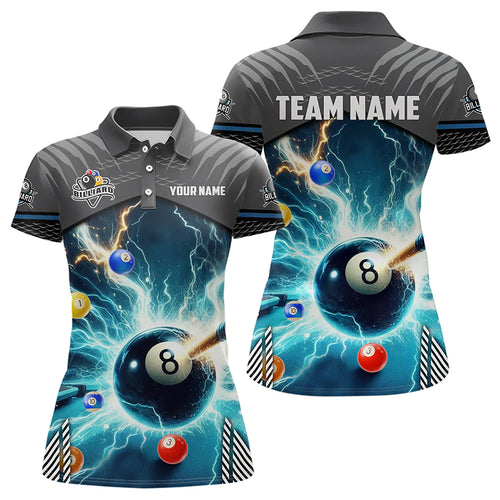 Personalized Striking Thunder Lightning Billiard Shirts For Women Custom Billiard Sport Jerseys TDM3156