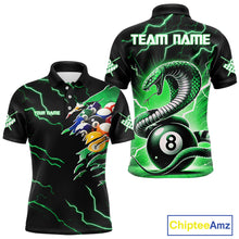 Load image into Gallery viewer, Green 8 Ball Lightning Thunder Cobra Snake Billiard Shirt For Men Custom Pool Team Jersey TDM5876