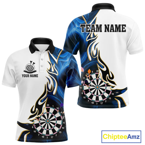 Personalized Blue Flaming Darts Jersey For Men Custom Darts Team Shirts Polo & Quarter Zip TDM4512