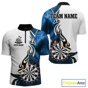 Personalized Blue Flaming Darts Jersey For Men Custom Darts Team Shirts Polo & Quarter Zip TDM4512