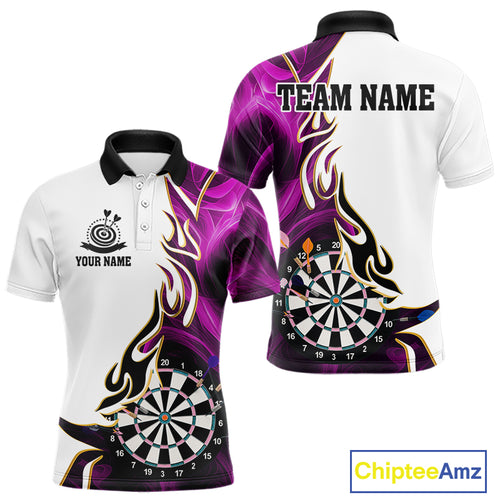 Personalized Purple Flaming Darts Jersey For Men Custom Darts Team Shirts Polo & Quarter Zip TDM4513