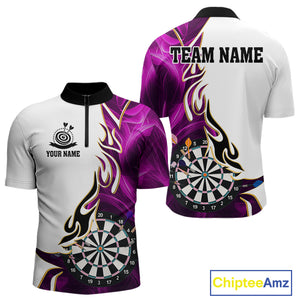 Personalized Purple Flaming Darts Jersey For Men Custom Darts Team Shirts Polo & Quarter Zip TDM4513