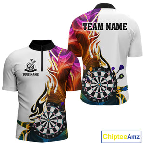 Personalized Colorful Flaming Darts Jersey For Men Custom Darts Team Shirts Polo & Quarter Zip TDM4514
