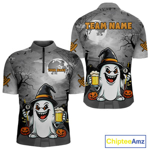 Funny Ghostly Beer Halloween Billiard Shirt For Men Custom Halloween Gifts For Pool Player TDM4947