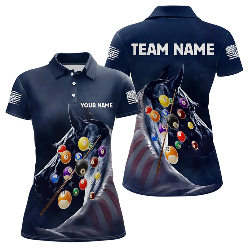 Personalized See Waves 3D Billiard Balls Pool Shirts For Women Custom Blue Navy Billiard Jerseys TDM3165