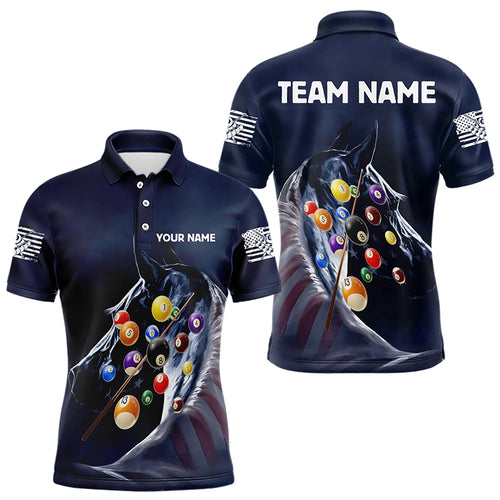 Personalized See Waves 3D Billiard Balls Pool Shirts For Men Custom Blue Navy Billiard Jerseys TDM3165