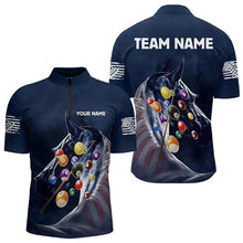 Load image into Gallery viewer, Personalized See Waves 3D Billiard Balls Pool Shirts For Men Custom Blue Navy Billiard Jerseys TDM3165