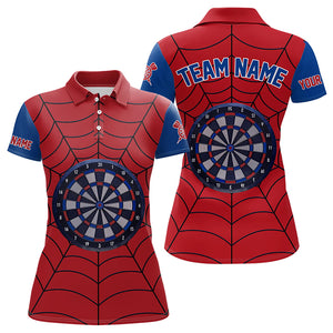 Blue And Red Dart Spider Web Custom Dart Shirts For Women, Unique Dart Team Jerseys Funny Dart Shirts TDM3170