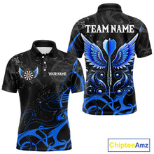 Load image into Gallery viewer, Black And Blue Custom Wings Darts Shirt For Men, Darts Jersey Pocket Option TDM3840