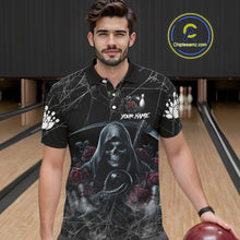 Load image into Gallery viewer, Grim Reaper And Roses Custom Bowling Shirt For Men, Bowling Team Jersey Polo &amp; Quarter Zip TDM6272