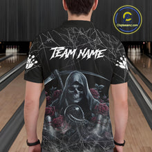 Load image into Gallery viewer, Grim Reaper And Roses Custom Bowling Shirt For Men, Bowling Team Jersey Polo &amp; Quarter Zip TDM6272