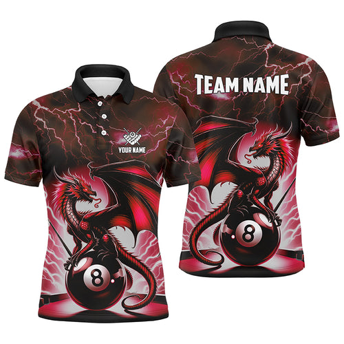 Lightning Thunder Dragon Custom Red 8 Ball Pool Shirts For Men, Billiard Team League Jerseys TDM1757