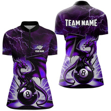 Load image into Gallery viewer, Lightning Thunder Dragon Custom Purple 8 Ball Pool Shirts For Women, Billiard Team League Jerseys TDM1758