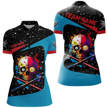 Load image into Gallery viewer, Personalized Colorful Skull 8 Ball 9 Ball Billiard Shirts For Women Custom Grunge Billiard Jerseys TDM2164