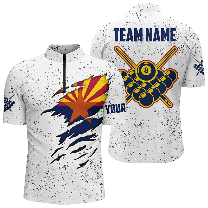 8 Ball Pool Arizona Flag Personalized Billiard Men's Quarter-Zip Shirts 8 Ball Pool Shirts TDM0502