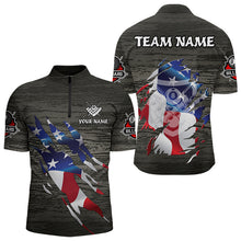 Load image into Gallery viewer, Personalized Grey Grunge American Flag Billiard Shirts For Men Custom Patriotic Billiard Jerseys TDM3379