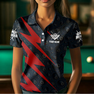 Personalized Red Billiard Jerseys For Women Custom Best Billiard Pool Team Polo & Quarter Zip Shirts TDM3380