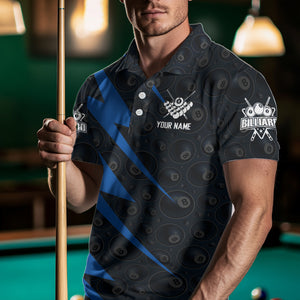 Personalized Blue Billiard Jerseys For Men Custom Best Billiard Pool Team Polo & Quarter Zip Shirts TDM3381