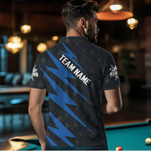 Load image into Gallery viewer, Personalized Blue Billiard Jerseys For Men Custom Best Billiard Pool Team Polo &amp; Quarter Zip Shirts TDM3381