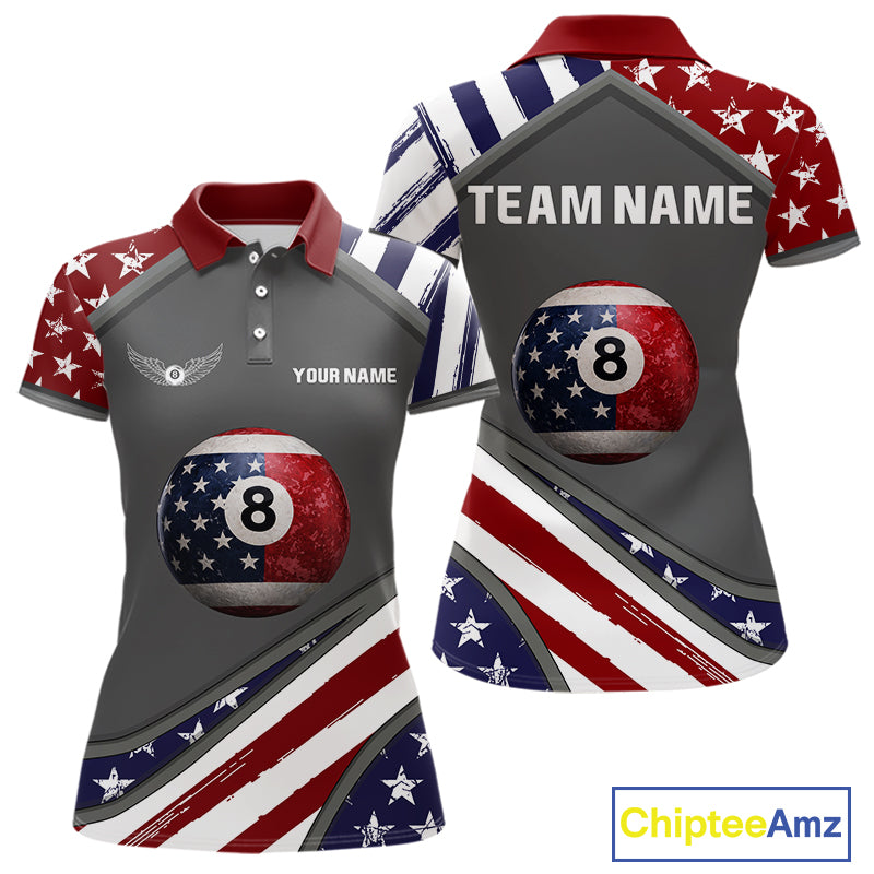 Patrioitc 8 Ball Pool Women Billiard Polo & 1/4-Zip Shirt Personalized Billiard Team Jersey NYN2376