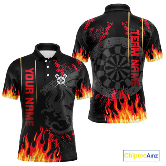 Red Black Dragon Dartboards Custom Flame Dart Shirts For Men, Dart Team Jerseys NYN0081