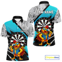 Load image into Gallery viewer, Personalized Rooster Funny Darts Shirt For Men Custom Darts Team Jersey Polo &amp; 1/4 Zip |Blue TDM6279
