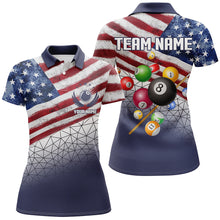 Load image into Gallery viewer, Customized US Flag 3D Billiard Balls Women Polo &amp; Quarter-Zip Shirt, Patriotic Billiard Jersey Attire TDM1771