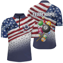 Load image into Gallery viewer, Customized Us Flag 3D Billiard Balls Men Polo &amp; Quarter-Zip Shirt, Patriotic Billiard Jersey Attire TDM1771
