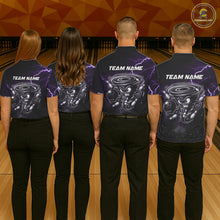 Load image into Gallery viewer, Personalized Thunder Lightning Tornado Funny Bowling Shirt For Men, Bowling Team Jersey |Purple TDM5394