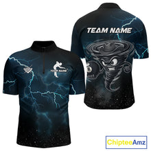 Load image into Gallery viewer, Blue Funny Tornado 8 Ball Pool Billiard Shirt For Men Custom Thunder Lightning Billiard Team Jersey TDM5396