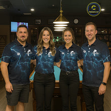 Load image into Gallery viewer, Blue Funny Tornado 8 Ball Pool Billiard Shirt For Men Custom Thunder Lightning Billiard Team Jersey TDM5396