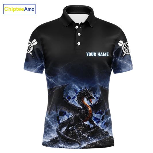 Lightning Dragon Darts Shirt With Pocket Option For Men, Dart Jersey |Blue TDM6029