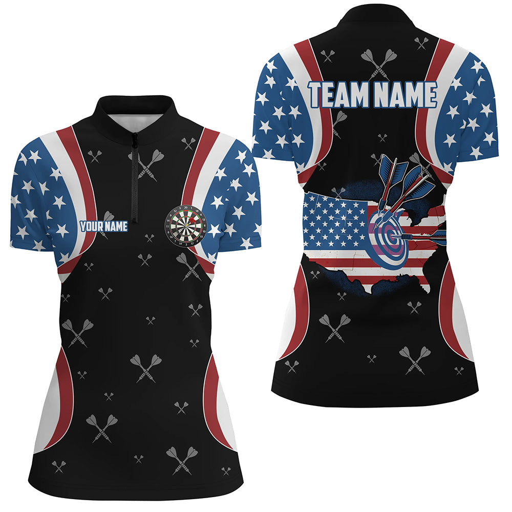 American Flag Darts Shirts For Women Custom Patriotic Darts Team Jersey, 4Th Of July Darts Gift TDM1582