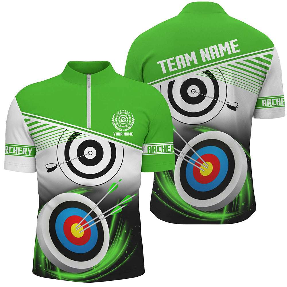 Personalized Name Archery Quarter-Zip Shirts For Men Custom Green Archery 3d Target Shirts TDM0530