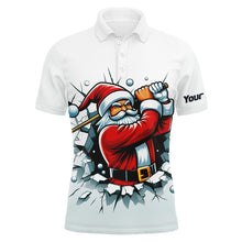 Load image into Gallery viewer, Funny White Crack Wall Men Golf Polo Shirts Custom Santa Playing Golf Outfit Christmas Golfing Gift TDM3177