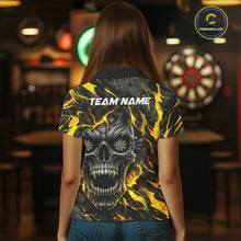 Load image into Gallery viewer, Black Yellow Skull Lightning Splash Darts Shirt For Women Custom Darts Jersey Team Polo &amp; 1/4 Zip TDM5893