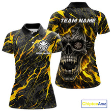 Load image into Gallery viewer, Black Yellow Skull Lightning Splash Darts Shirt For Women Custom Darts Jersey Team Polo &amp; 1/4 Zip TDM5893