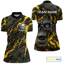 Load image into Gallery viewer, Black Yellow Skull Lightning Splash Darts Shirt For Women Custom Darts Jersey Team Polo &amp; 1/4 Zip TDM5893