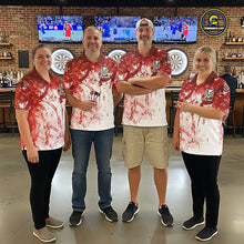Load image into Gallery viewer, Personalized Red Grunge Darts Jerseys For Men Custom Darts Team Shirts Polo &amp; Quarter Zip TDM5894