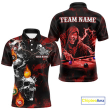 Load image into Gallery viewer, Personalized Red Smoke Skull Billiard Shirts For Men Custom Death Skeleton Billiard Jerseys TDM3869