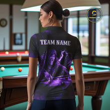 Load image into Gallery viewer, Personalized Purple Smoke Skull Billiard Shirts For Women Custom Death Skeleton Billiard Jerseys TDM3870