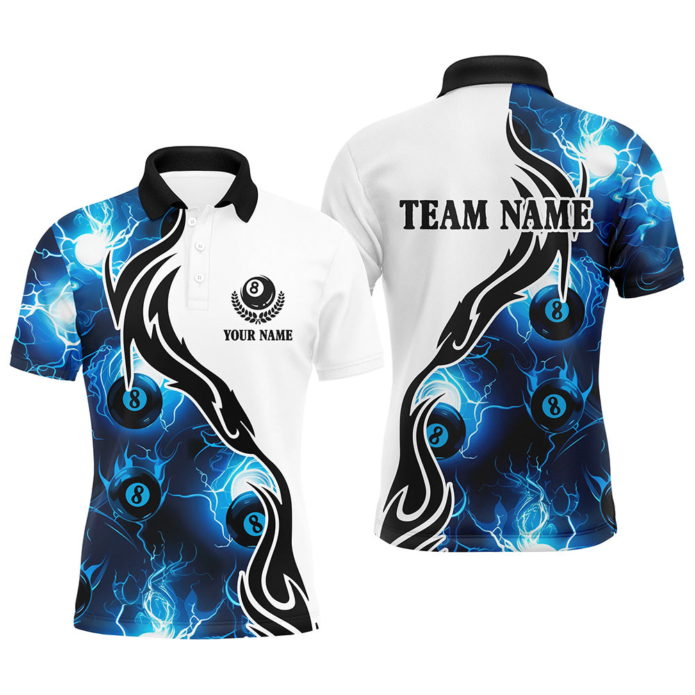 Personalized Blue 8 Ball Pool Thunder Lightning Custom Men Billiard Shirts Billiard Team Jerseys TDM1781