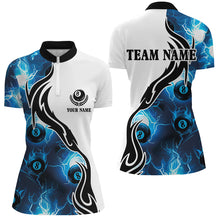 Load image into Gallery viewer, Personalized Blue 8 Ball Pool Thunder Lightning Custom Women Billiard Shirts Billiard Team Jerseys TDM1781
