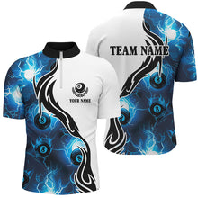 Load image into Gallery viewer, Personalized Blue 8 Ball Pool Thunder Lightning Custom Men Billiard Shirts Billiard Team Jerseys TDM1781
