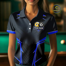 Load image into Gallery viewer, Billiard Jersey For Women Custom Polo &amp; 1/4 Zip Billiard Team Shirt, 8 Ball &amp; 9 Ball Pool Shirt|Blue TDM4329