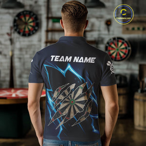 Personalized Thunder Lightning Dark Navy Darts Shirt For Men Custom Funny Darts Team Jerseys TDM4336