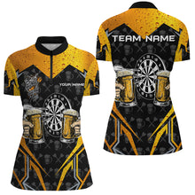 Load image into Gallery viewer, Funny Dartboard And Beer Custom Darts Shirts For Women, Best Drinking Darts Team Jerseys |Black TDM2187