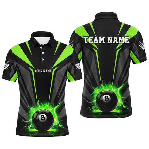 Personalized Lightning 8 Ball Pool Billiard Shirts For Men Custom Green Billiard Team Jerseys TDM2194